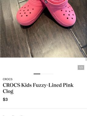 CROCS Kids Bright Pink Fuzzy Clog